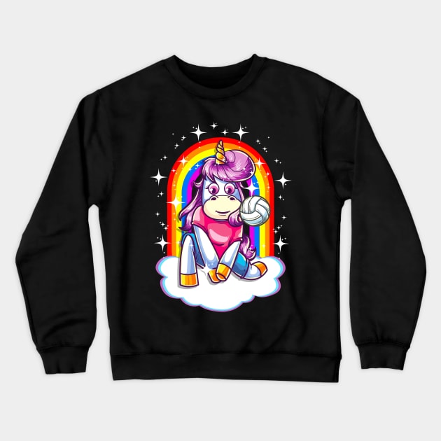 Volleyball Unicorn Sports Cute Team Player Coach Mom Crewneck Sweatshirt by E